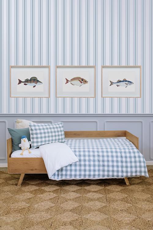 Check Washed Cotton Duvet Set - Blue