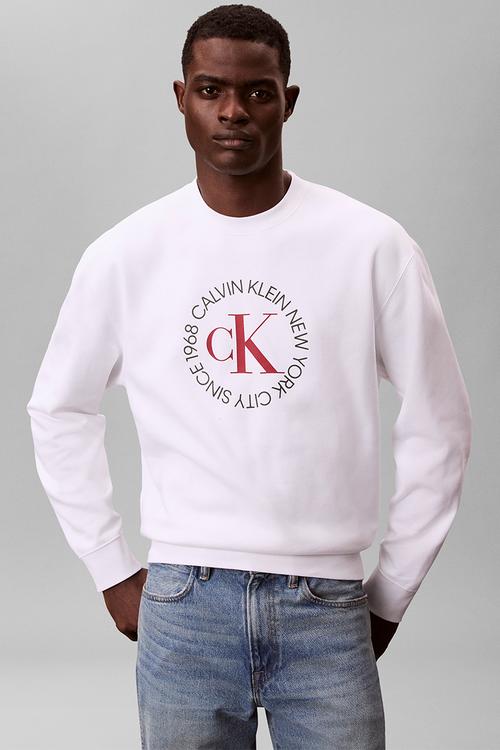 Ls 350Fleece Ck Circle Graphic Crewneck - Bright White