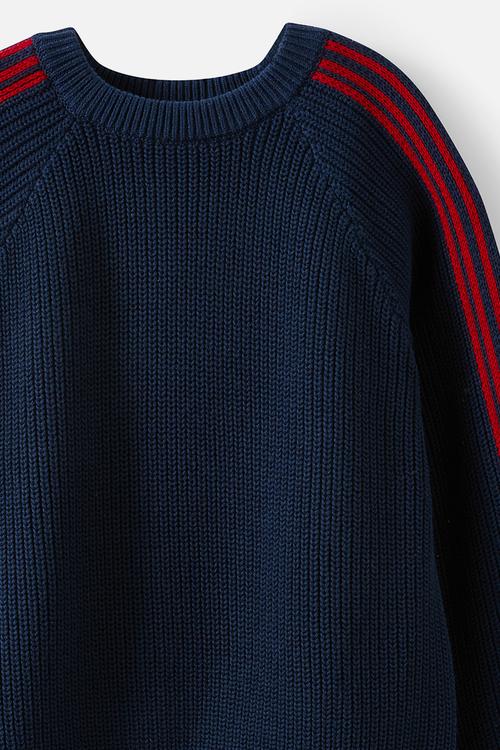 Blake knit crew - Squid Ink/Heritage Red Stripe