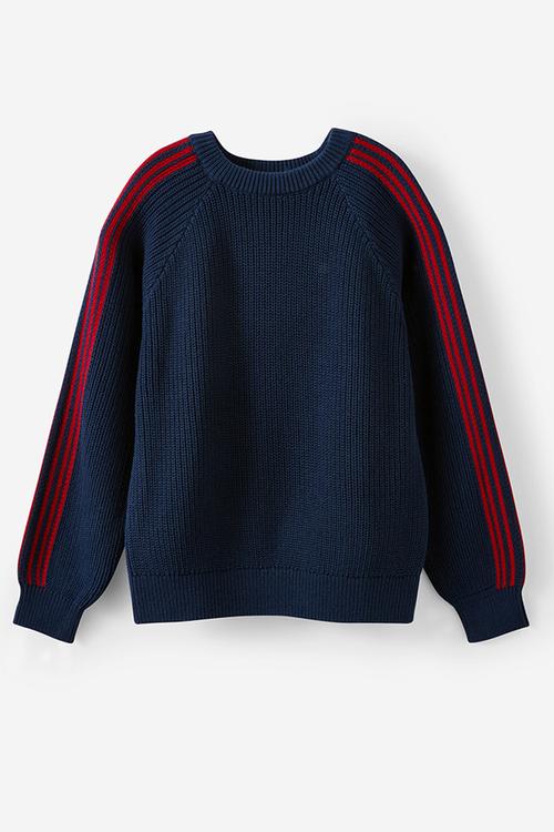 Blake knit crew - Squid Ink/Heritage Red Stripe