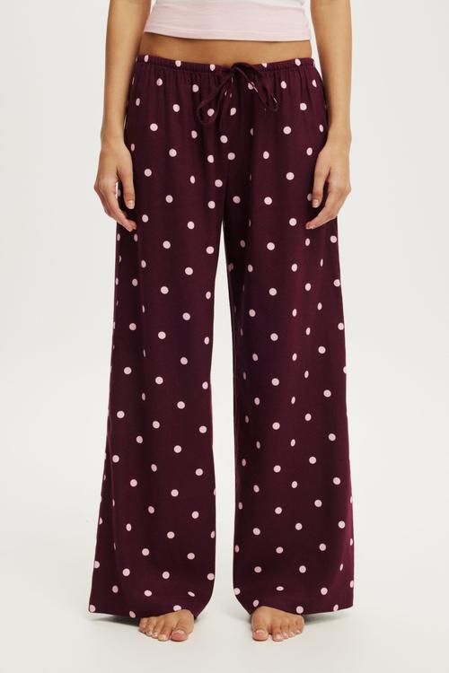 Cloud soft flannel wide leg pant - lisa spot blackcurrant/pink kiss