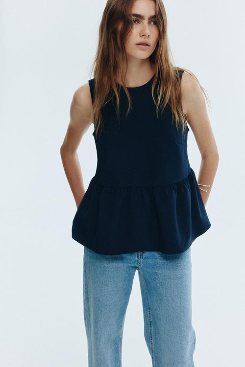 Peplum top - navy blue