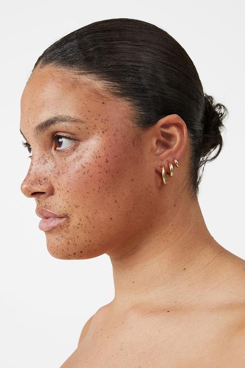3 Pack mid earring - gold plated classic