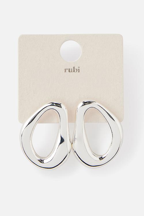 Mid charm earring - up silver organic ring