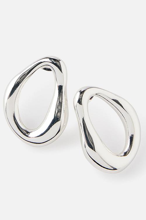 Mid charm earring - up silver organic ring