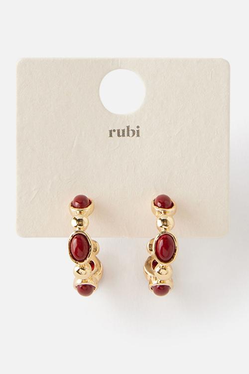 Mid hoop earring - up gold trinket stone hoop