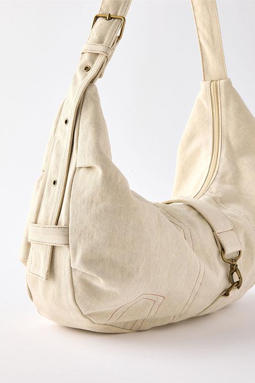 Dylan slouchy crossbody bag - washed ecru denim