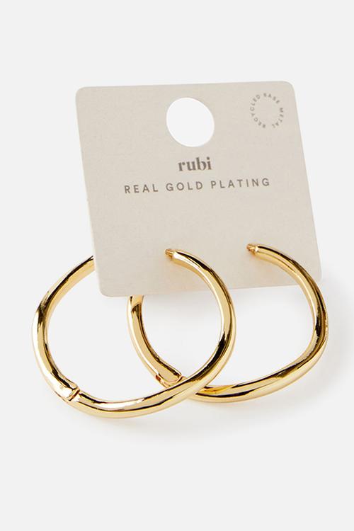 Large hoop earring - gold plated irregular thin hoop