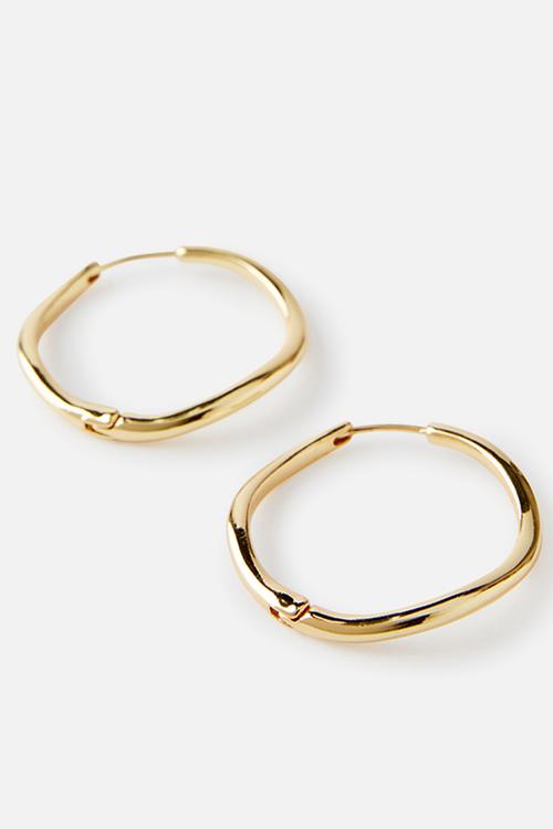 Large hoop earring - gold plated irregular thin hoop