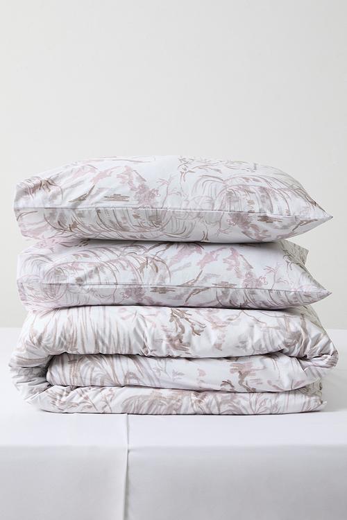 Willow Floral Cotton Blend Duvet Cover - White & Neutral 