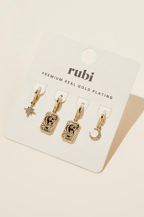 2 Pack mid earring - gold plated celestial