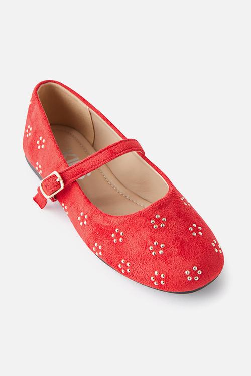 Olivia Ballet Flat - Varsity Red/Studded