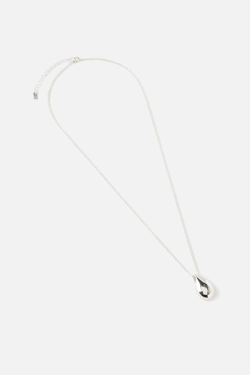 Pendant necklace - up silver pebble