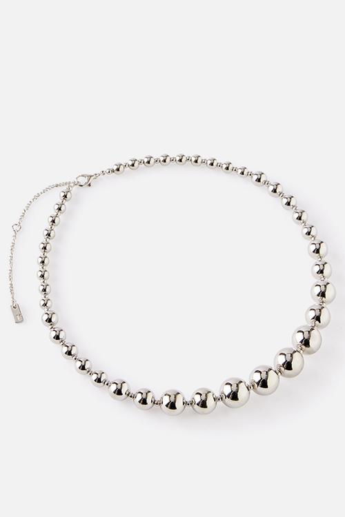 Beaded necklace - up silver rhodium bead