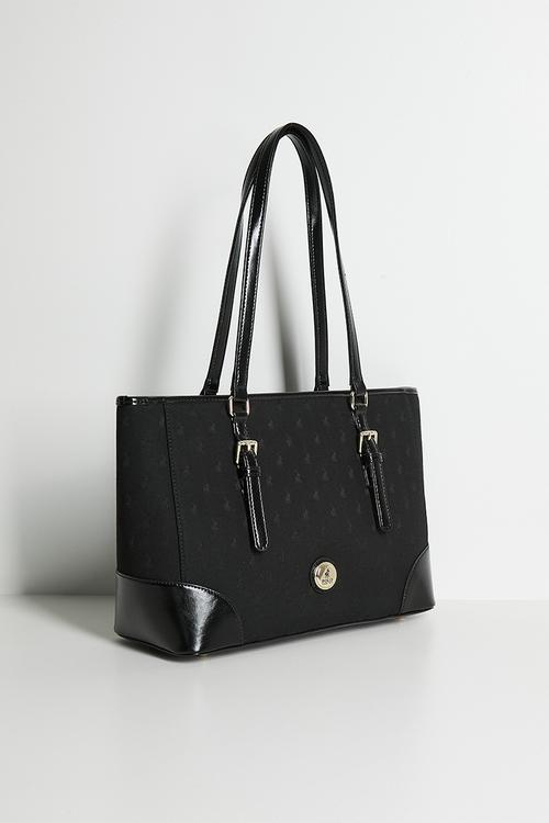 Jacquard market tote bag - black