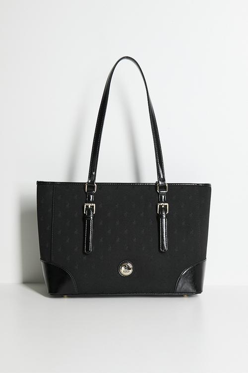 Jacquard market tote bag - black