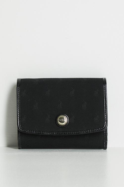 Jacquard trifold purse - black