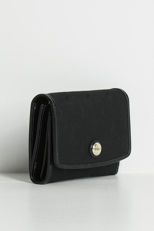 Jacquard trifold purse - black