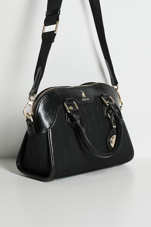 Jacquard shopper crossbody bag - black