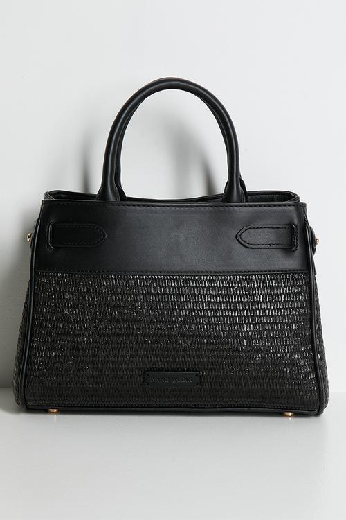 China Midi Satchel W/ Detachable Strap Bag - Black