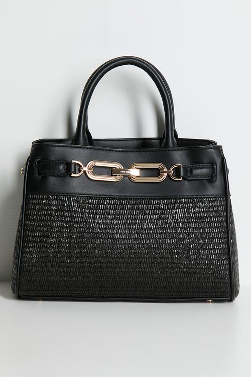 China Midi Satchel W/ Detachable Strap Bag - Black