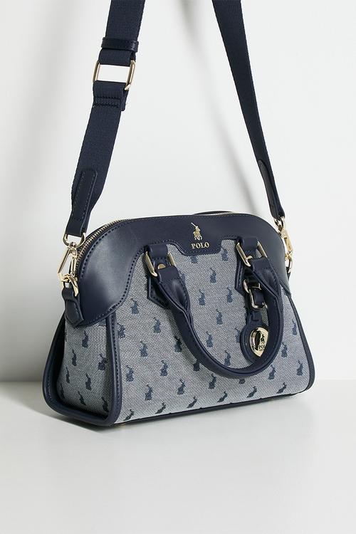 Jacquard shopper crossbody bag - blue