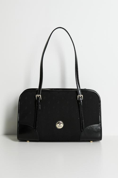 Jacquard shopper bag - black
