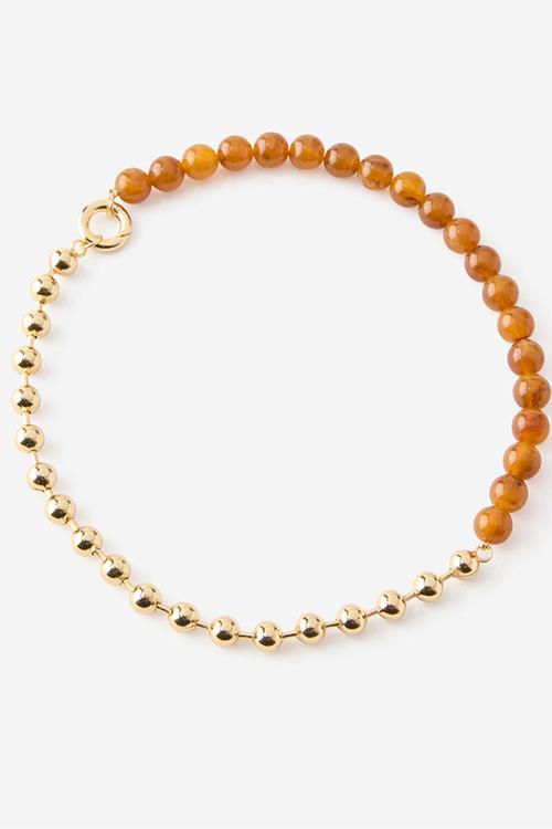 Beaded necklace - up gold rhodium amber bead