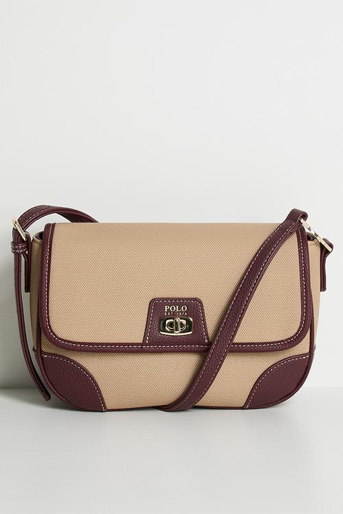Cabana flapover sling bag - beige