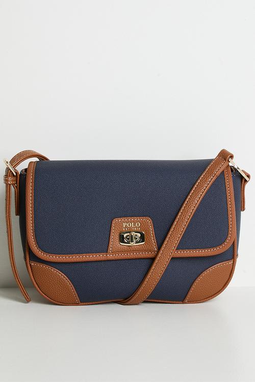 Cabana flapover sling bag - blue