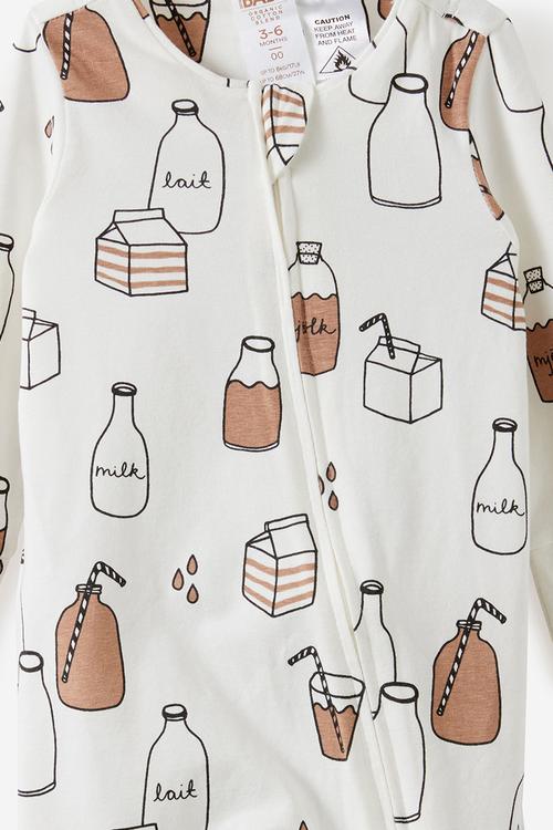 The Long Sleeve Zip Romper - Vanilla/Choccy Milk