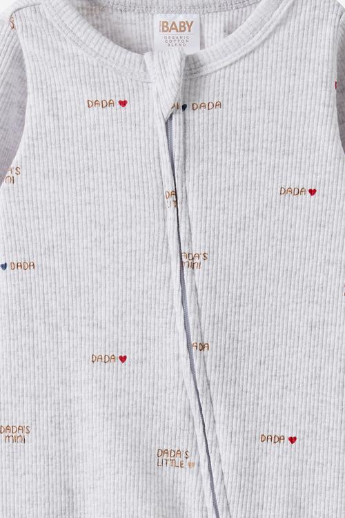 Organic Pointelle Zip Romper - Snow Marle/Dada'S Mini