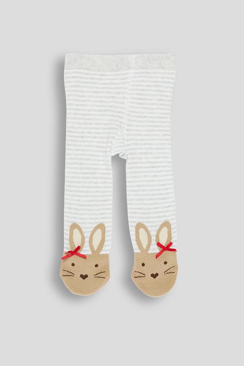 Bunny footed stockings - white/grey stripes