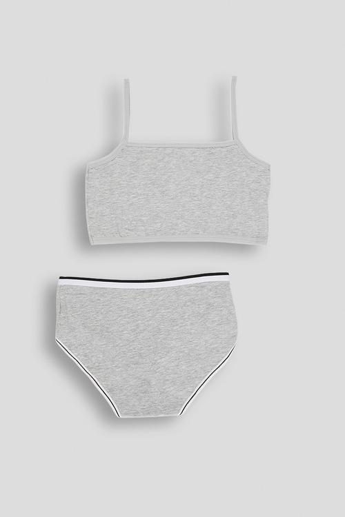 Cami bra with full briefs - platinum grey