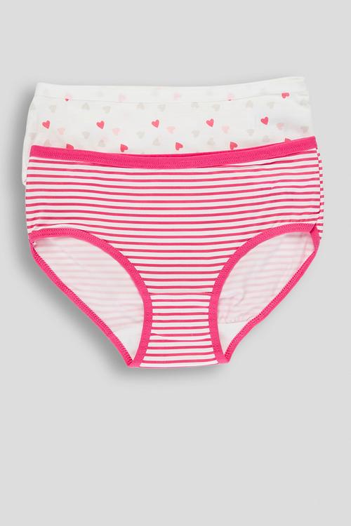 2 pack full briefs - pink stripes/heart aop
