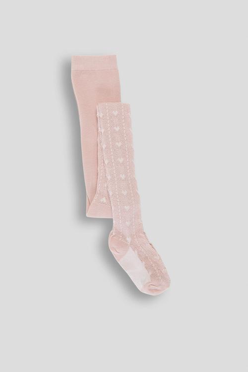 Heart design pointelle stockings - pink