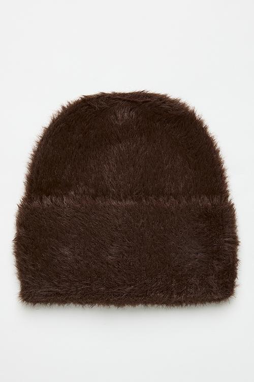 Capri Fluffy Turn Up Beanie - Brown