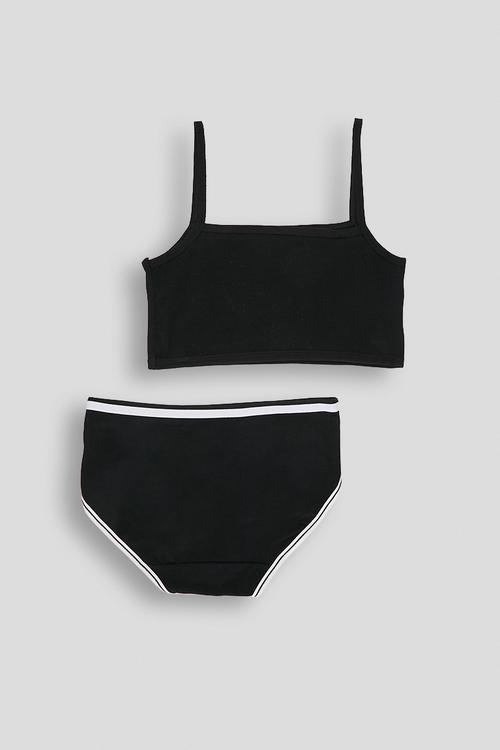 Cami bra with full briefs - black