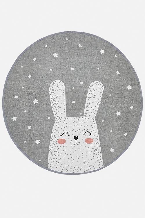 Round Cotton Rug Bunny 120cm Grey