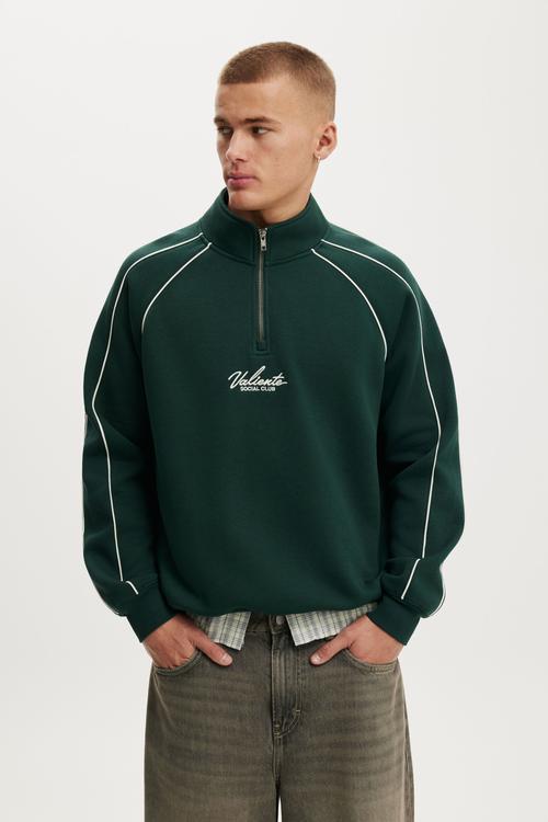 1/4 Zip Graphic Fleece - Pineneedle Green/Chalk White/Valiente