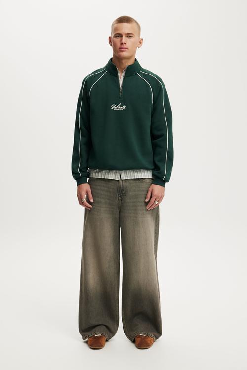 1/4 Zip Graphic Fleece - Pineneedle Green/Chalk White/Valiente