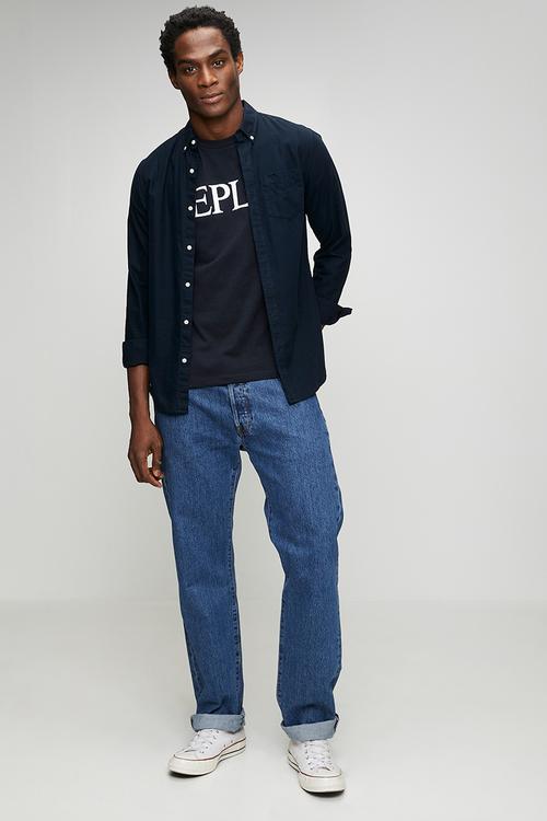 Basic Jersey Crew Neck T-shirt - Navy/White