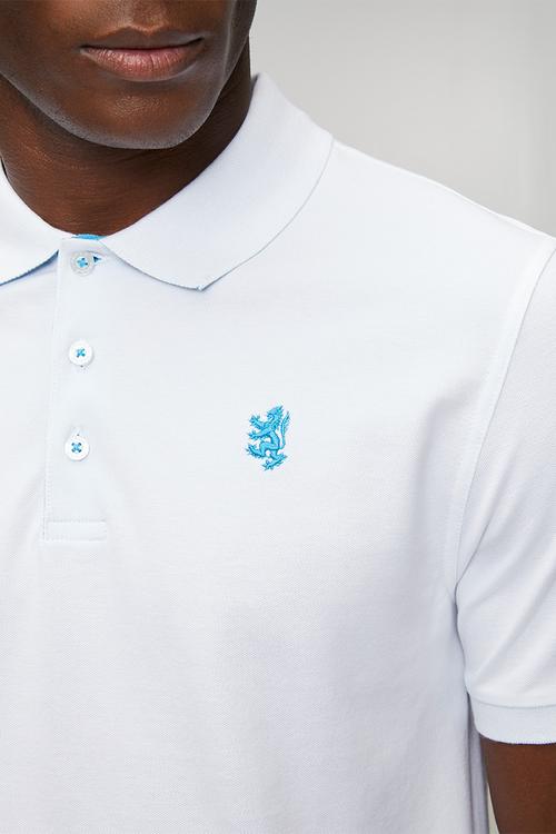 Aiden Slim Fit Pique Golfer - White