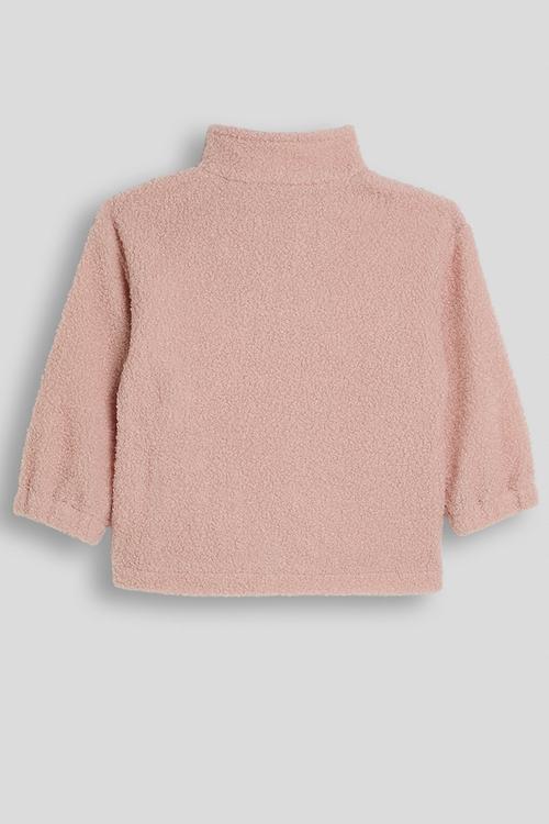 Boiled faux faur zip-up jacket - pink