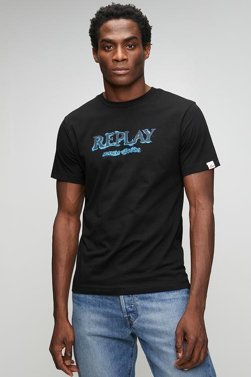 Graphic Print T-shirt - Black/Blue