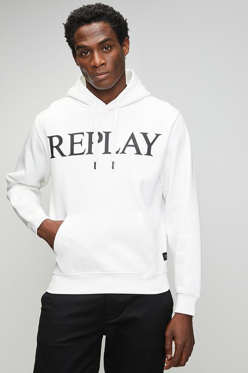 Brushed Fleece Hoodie - White/Black