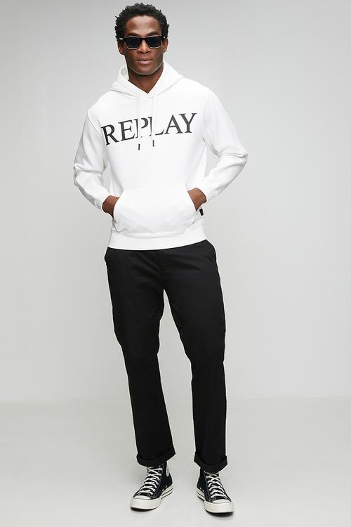 Brushed Fleece Hoodie - White/Black