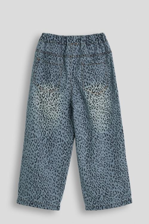 Leopard print wide leg jeans - light blue