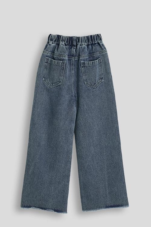 Raw hem wide leg jeans - blue