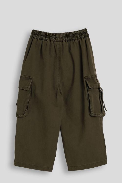 Wide leg cargo pants - brownish green